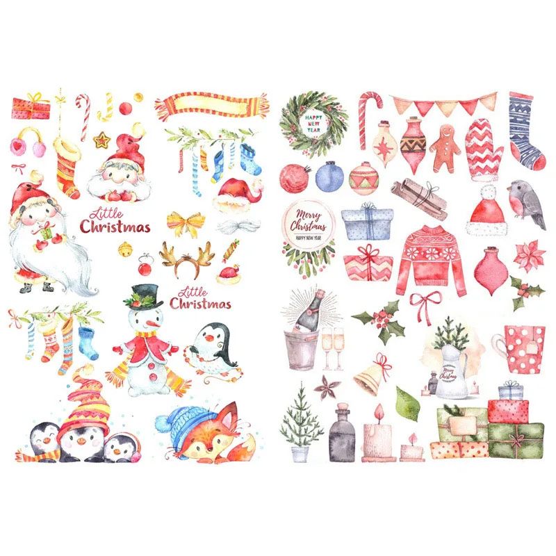 1 PCS Xmas Sweet Holiday Gift Cosas Kawaii Precut Stickers Scrapbooking Stationery Washi Tape Set School Supplies | Канцтовары для