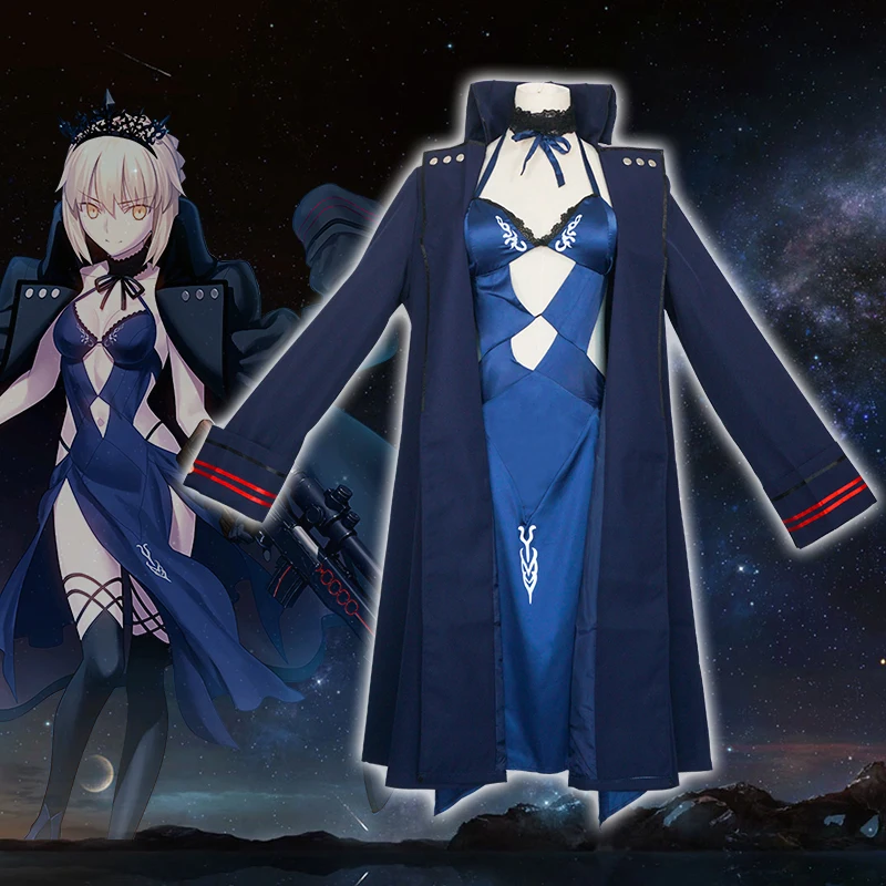 Milky Way аниме Fate Grand Order FGO Alter Saber косплей костюм черный из двух частей женское платье