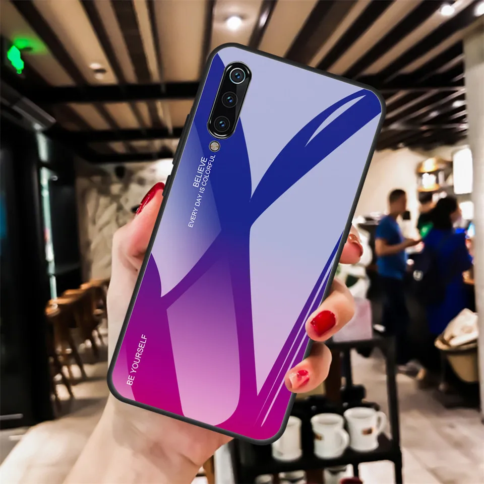 Градиентный чехол из закаленного стекла для Xiaomi Mi 9 SE 8 Lite A2 A1 телефона Redmi 6 Pro 6A 5 Plus