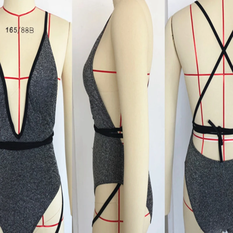 Женский Монокини бикини блестящий пляжный купальник купальный костюм на