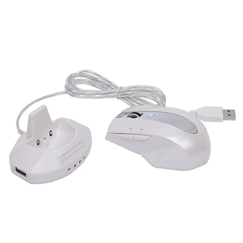 2 4G Беспроводная перезаряжаемая оптическая мышь с 3 портами USB HUB 0 зарядная док