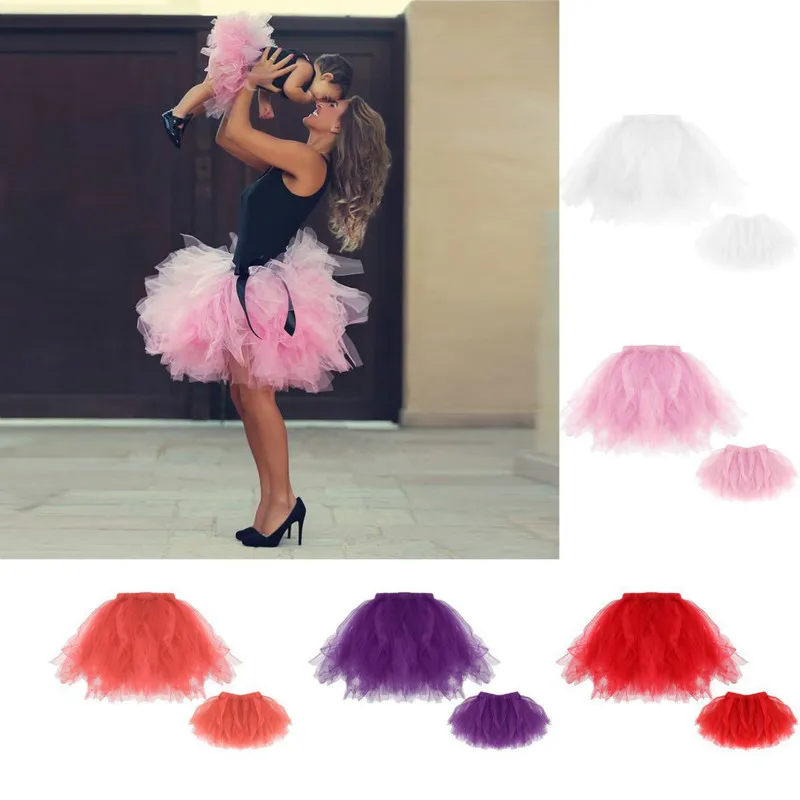 Mother Daughter Tutu Skirt Kids Princess Girls Lovely Ball Gown TUTU Skirts Fluffy Outfits Family Matching Clothes Baby | Мать и ребенок