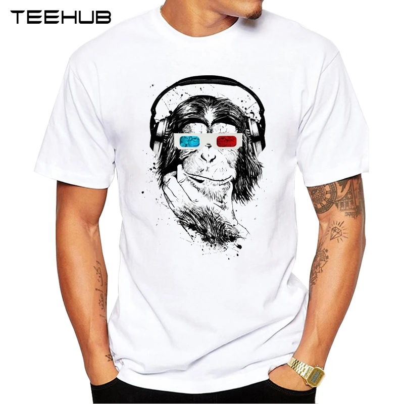 Мужская забавная футболка TEEHUB с 3d принтом в виде обезьяны коротким
