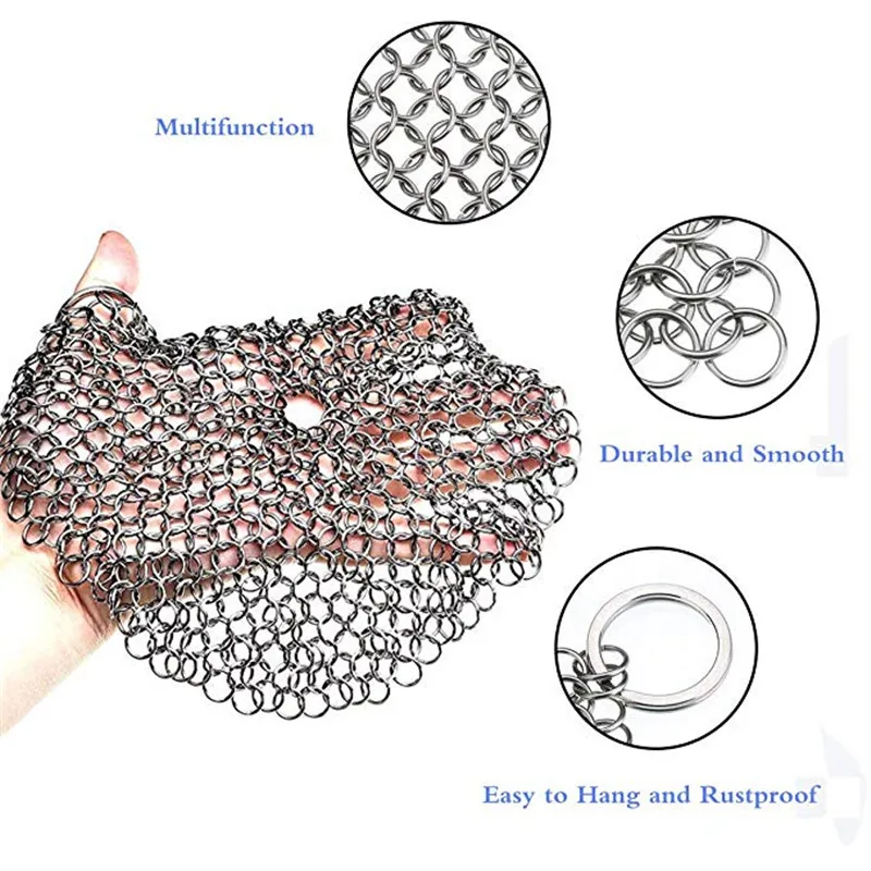 Нержавеющая сталь чугунная мочалка кухня ржавый горшок кастрюли скруббер для