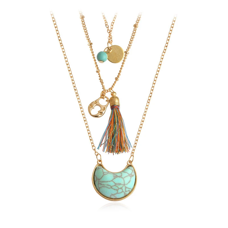 Boho Moon tophus ожерелье s Sun летние пляжные Подвески с кисточками y модные украшения для