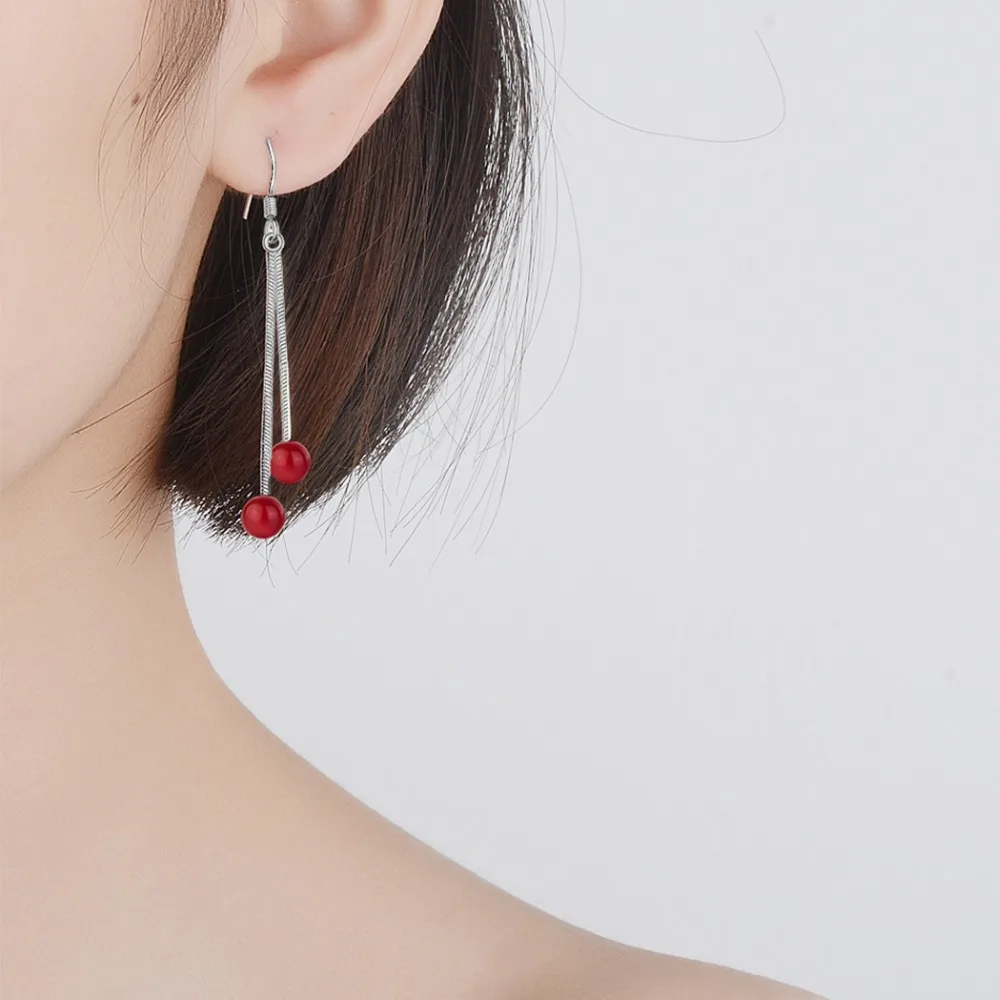

Chandler 2019 New Fashion Cute Lovely Red Cherry Earrings Rhinestone Leaf Bead Stud Earrings For Woman Jewelry Boucle D'oreille