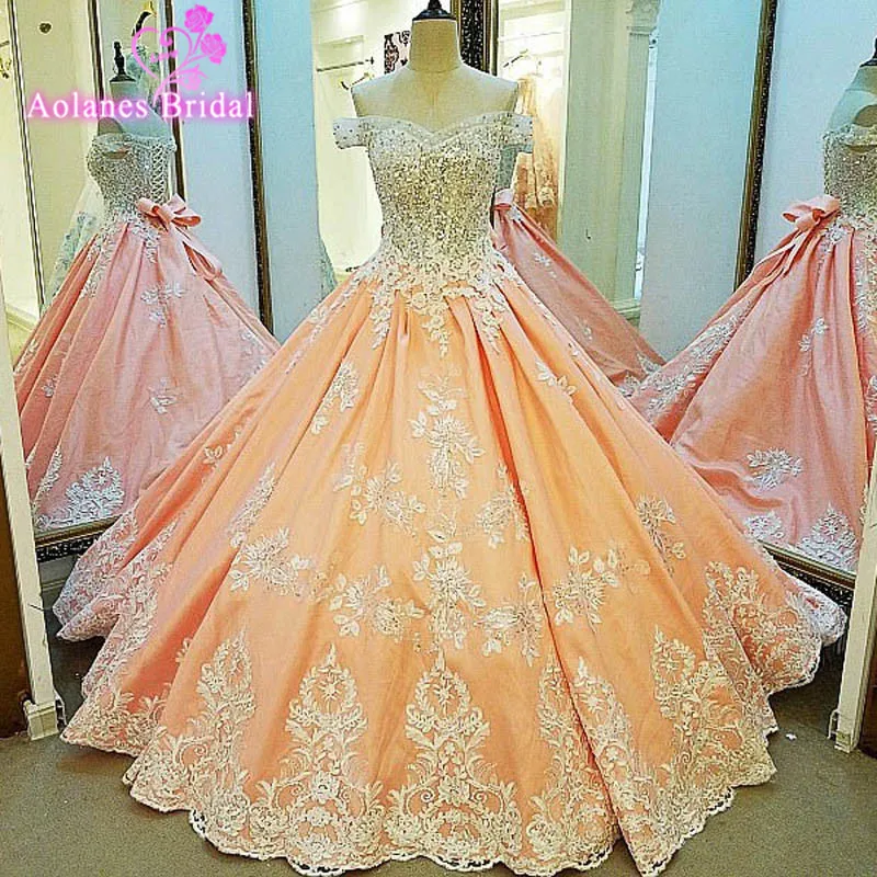 Новинка 2017 года Свадебные платья с кружевной аппликацией из бисера в арабском