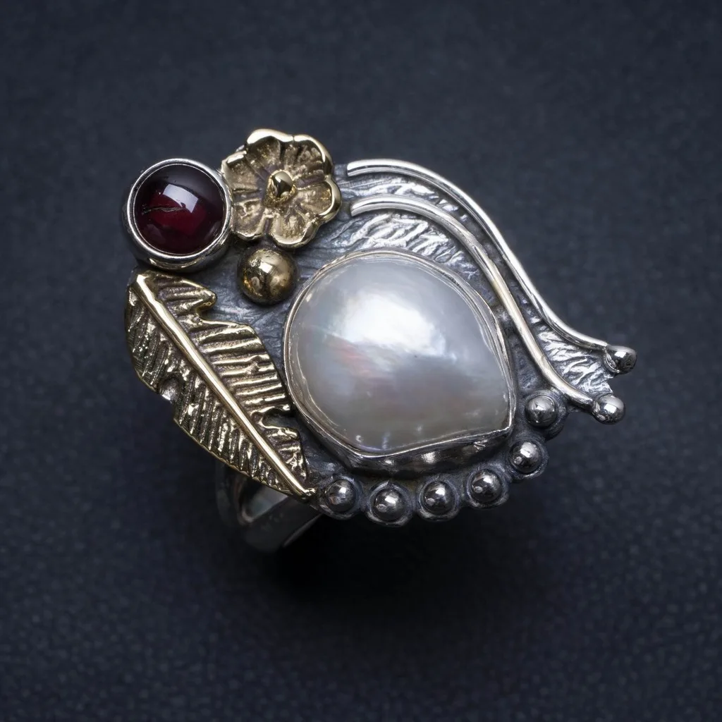 Натуральный два тона речной жемчуг и Аметист ручной работы в стиле бохо кольцо из