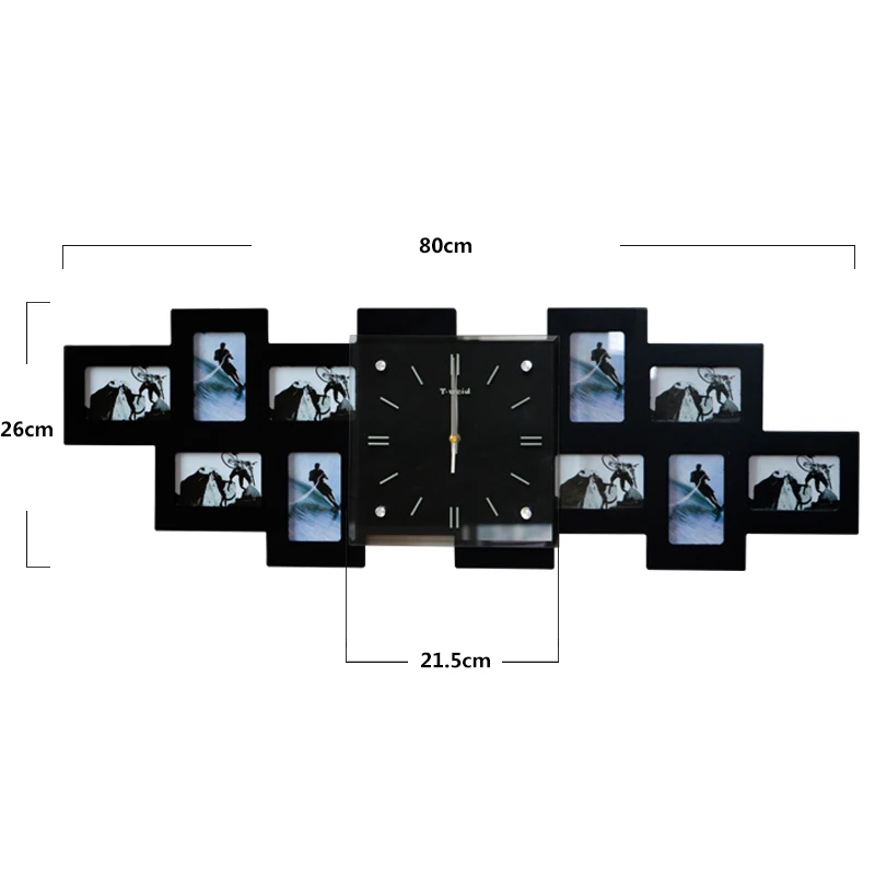 20 дюймовая большая цифровая деревянная настенная фоторамка с часами Декор для