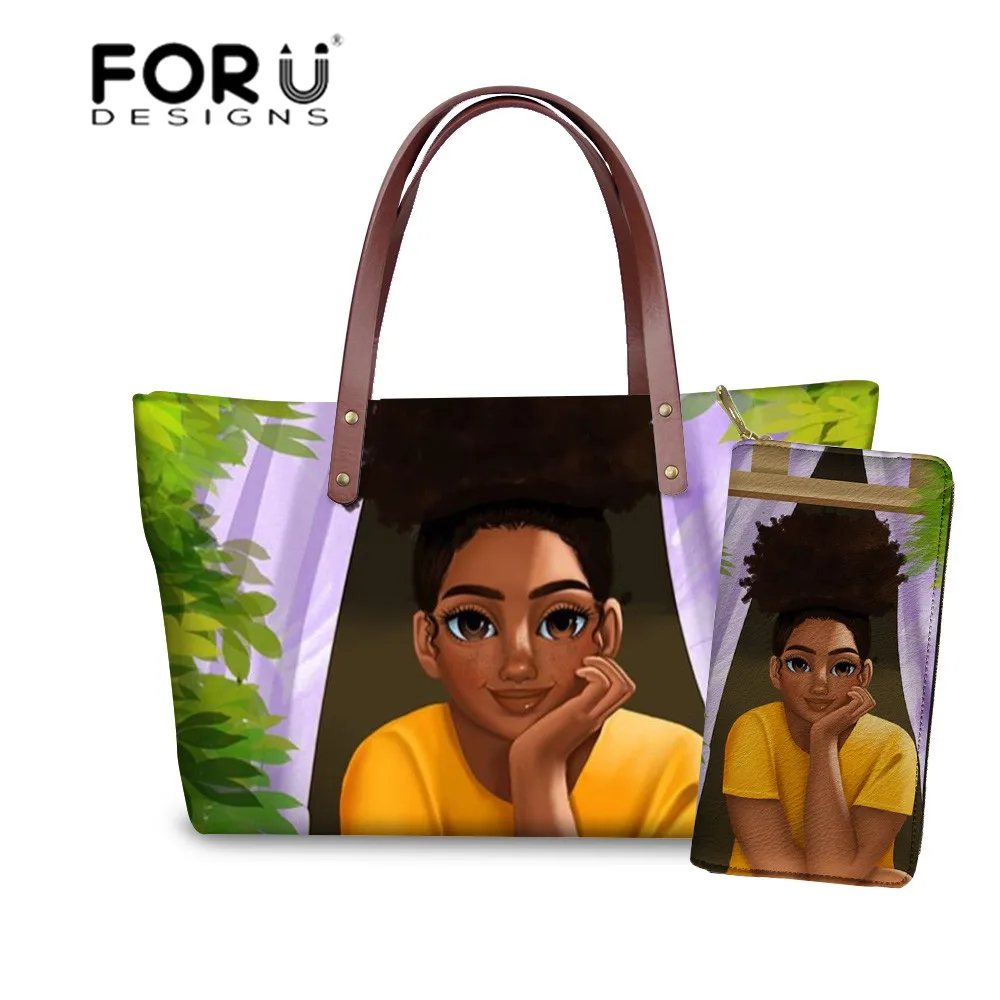 Женские ручные сумки FORUDESIGNS 2 шт./компл. сумка через плечо для женщин черная с