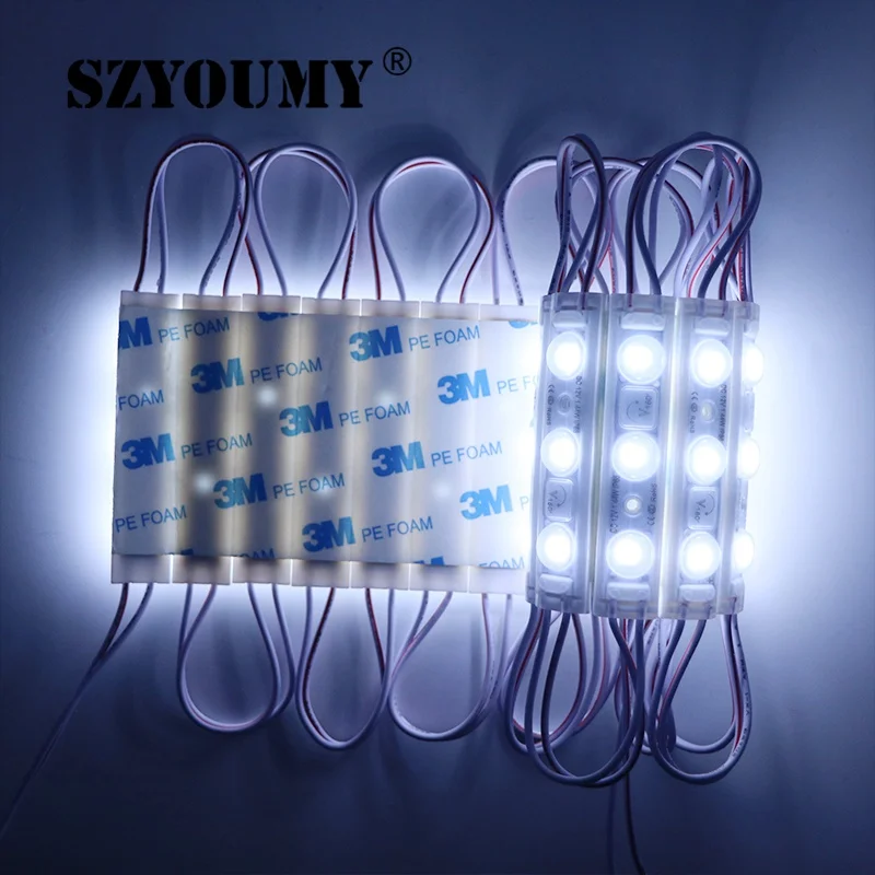 

SZYOUMY 2835 SMD IP68 Waterproof Injection 3 LEDS LED Module With Lens LED Sign Advertising Backlight 70*14MM Pixel Light 500PCS