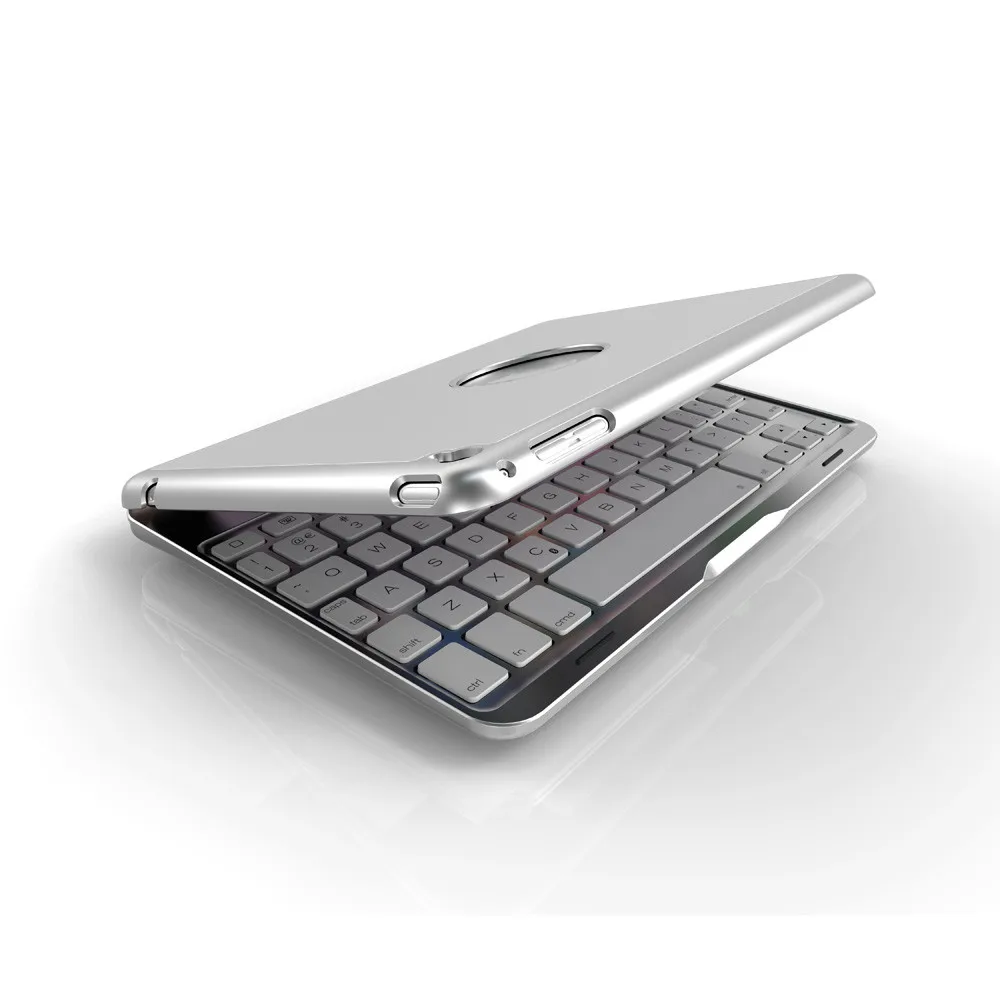 Алюминиевая клавиатура с подсветкой 7 цветов Bluetooth умный чехол книжка для iPad mini 4