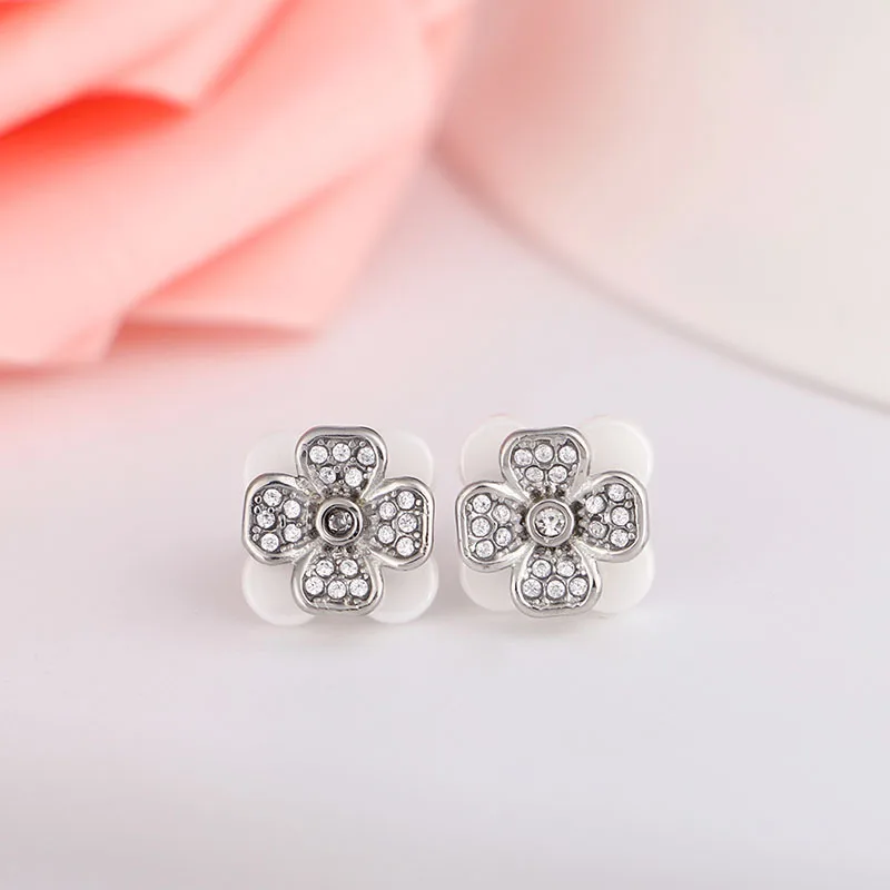 New Full Crystal Flower Earrings Party Black White Square Healthy Earrings for Women Wedding Jewelry Brincos Boho Earrings