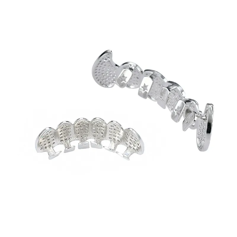 Череп зубы Grillz Iced Out AAA циркон Топ и низ зуб набор для мужчин женщин Мода зуб Grillz хип хоп ювелирные изделия