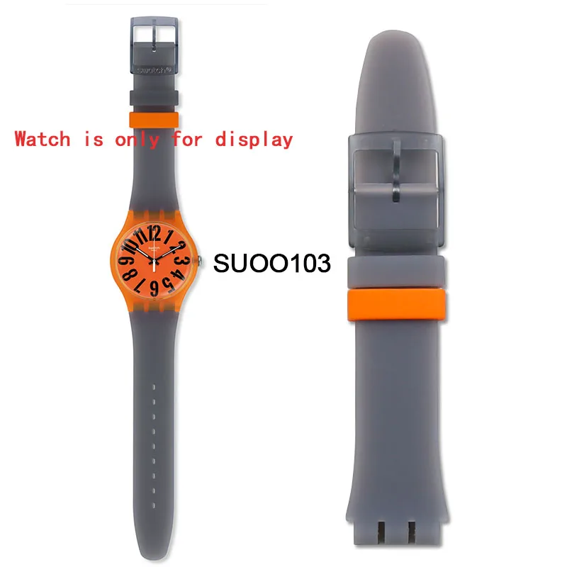 Силиконовый ремешок Мужские аксессуары для часов Пряжка 19 мм для Swatch SUOB704 SUOZ147SUOW701 спортивный водонепроницаемый ремешок для часов - Цвет ремешка: SUOO103