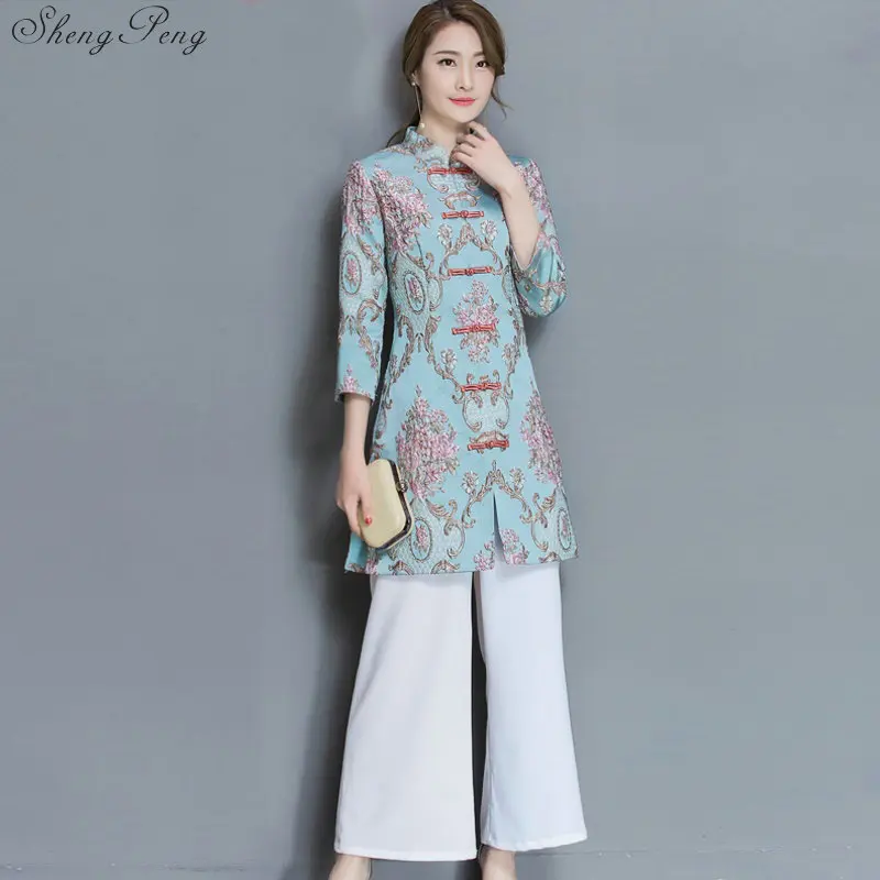 

traditional chinese clothing two piece set oriental dress cheongsam chinese style traditional chinese dress qipao dress Q190