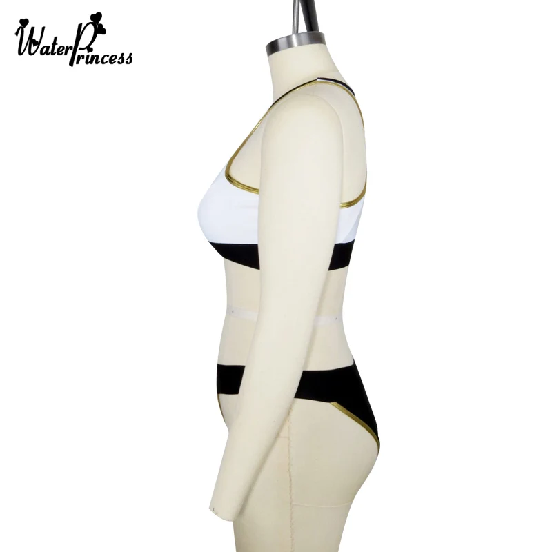 White Mess Sexy Female Two-Piece Bikini 2017 New Push Up High Neck Waist Hollow Women Swimsuit Monokini Brazillian Tankini |