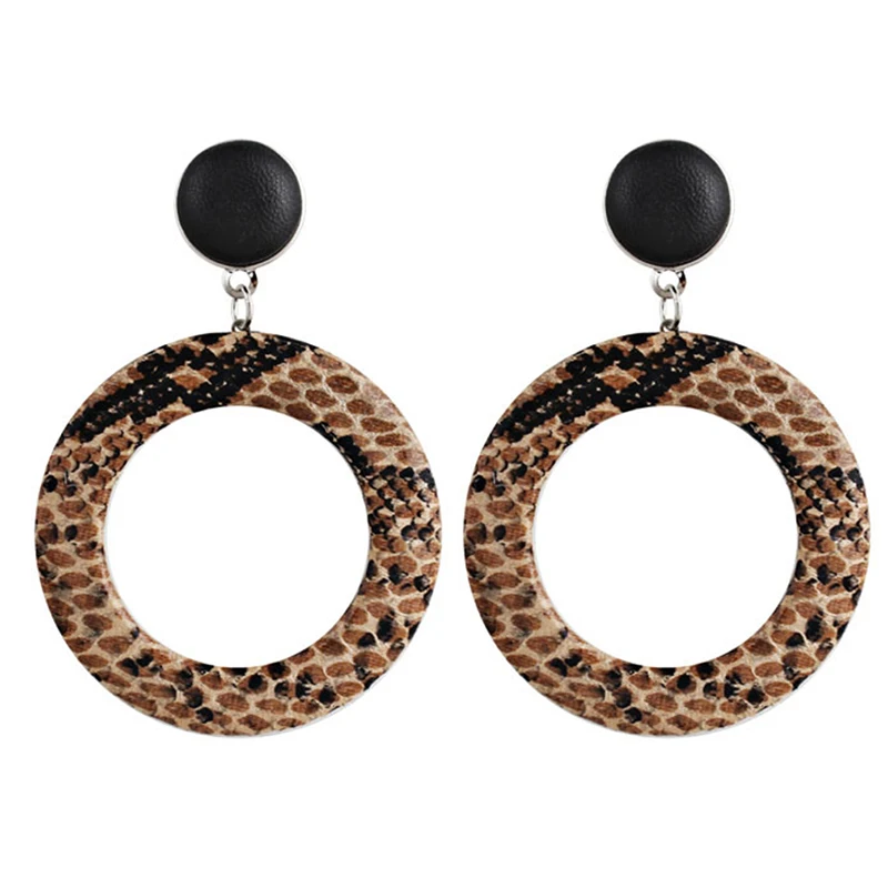 Модные женские серьги со змеиным принтом модные ювелирные изделия Круглые