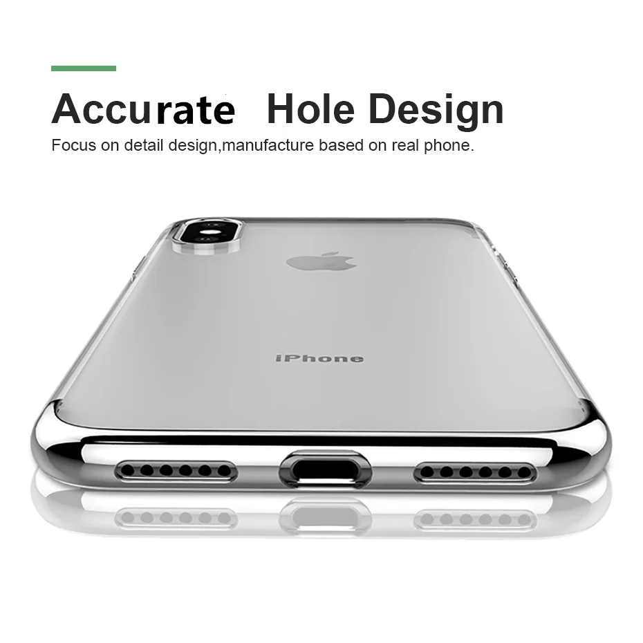 For iphone XS XR X 10 Case Cover Transparent Plating TPU Soft Silicone Back Max Phone |