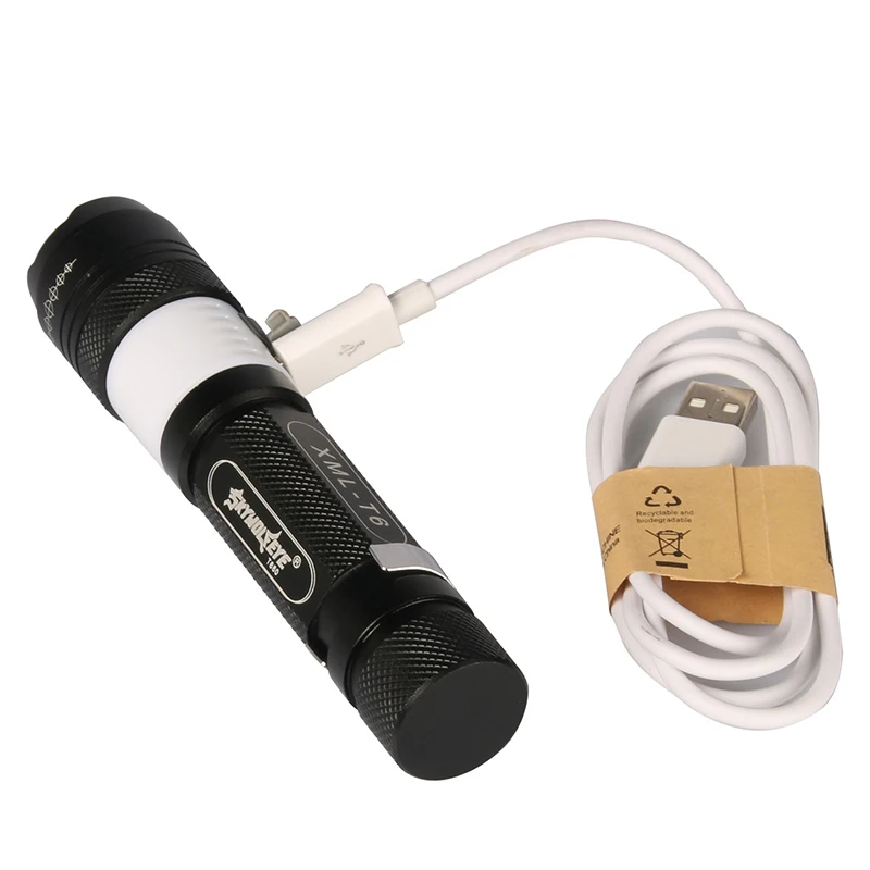 USB светодиодный фонарик с зумом водонепроницаемые фонарики XM L T6 3800LM 3 режима