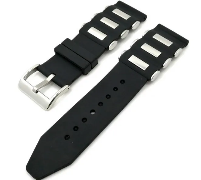 Wholesale 10PCS/lot 20MM 22MM 24MM 26MM Rubber Watch band watch strap watch parts black color available -501WS