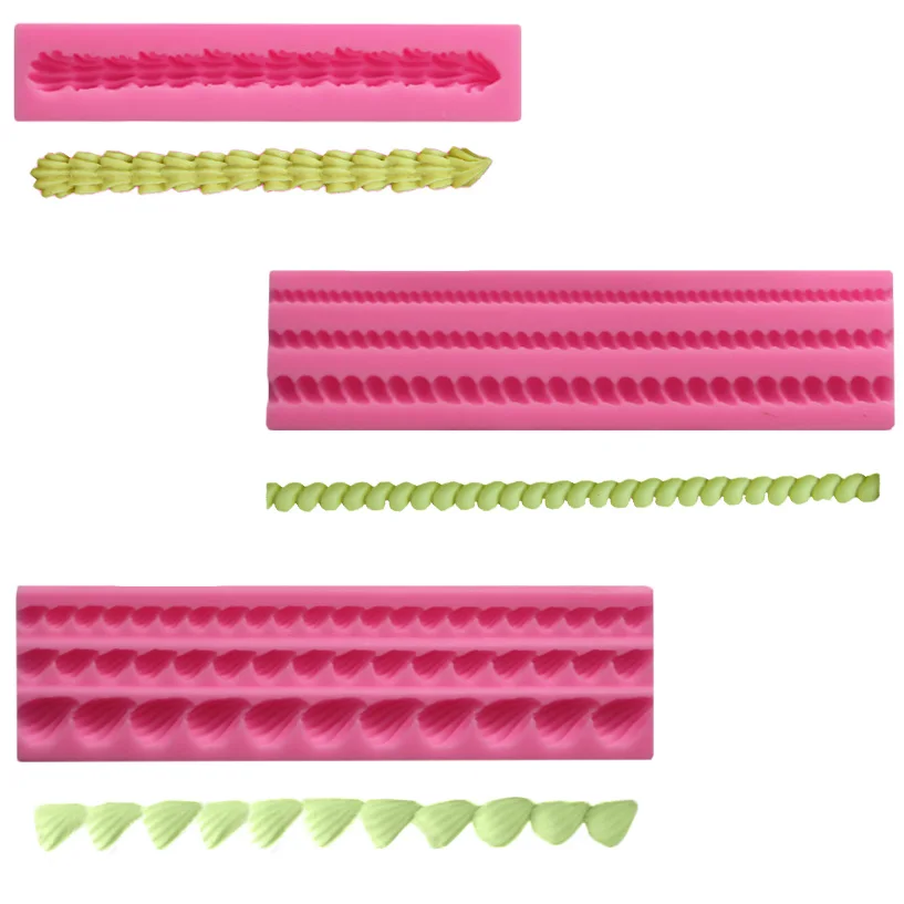 Объемный длинный скрученный канат окружающий край кружевная силиконовая форма