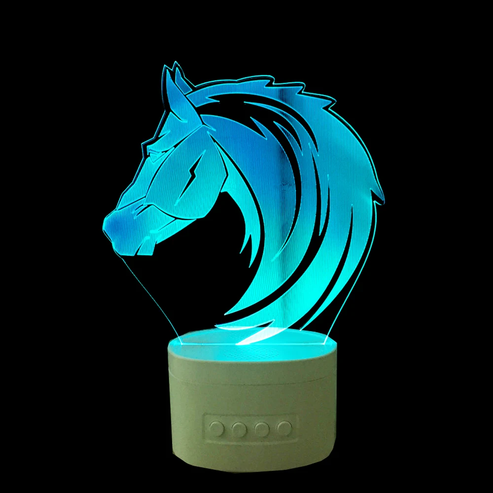USB Lampara праздничный подарок голова лошади светодиодный свет Bluetooth динамик 3D