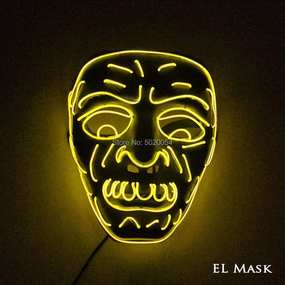 DC-3V Controller Light Up Glowing Mask Night Face EL Halloween Clown Led For Dark Hallway Eater Party | Тематическая одежда и