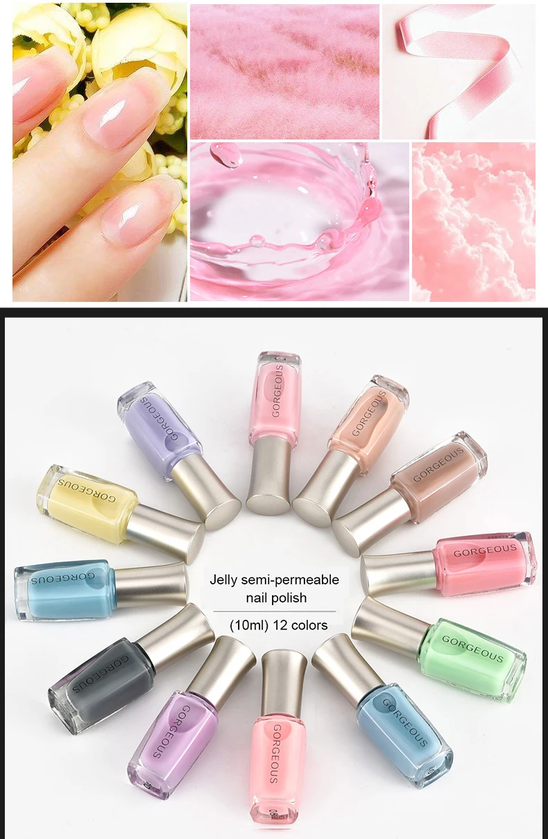 Subtransparent Nail Polish Jelly Translucent Nail Varnish Quick Dry Clear Lacquer 10ML Candy Nude Color Environmental Protection
