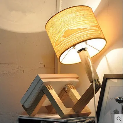European Style Table Lamp Wooden Bedside with Fabric Lampshade lamparas de mesa Desk Light Deco Luminaria For Living Room Освещение