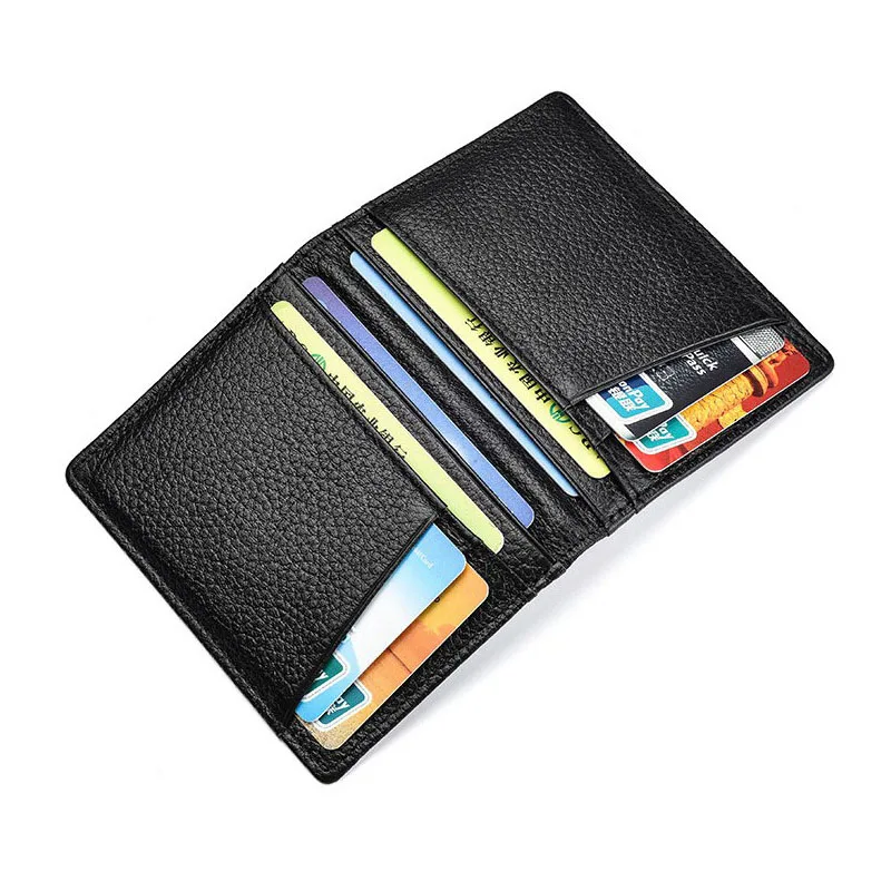Высококачественный RFID супер тонкий мягкий прозрачный Чехол кошелек из натуральной воловьей кожи мини Кредитная карточный кошелек бумажник с отделением для карт, Для мужчин кошелек Тонкий