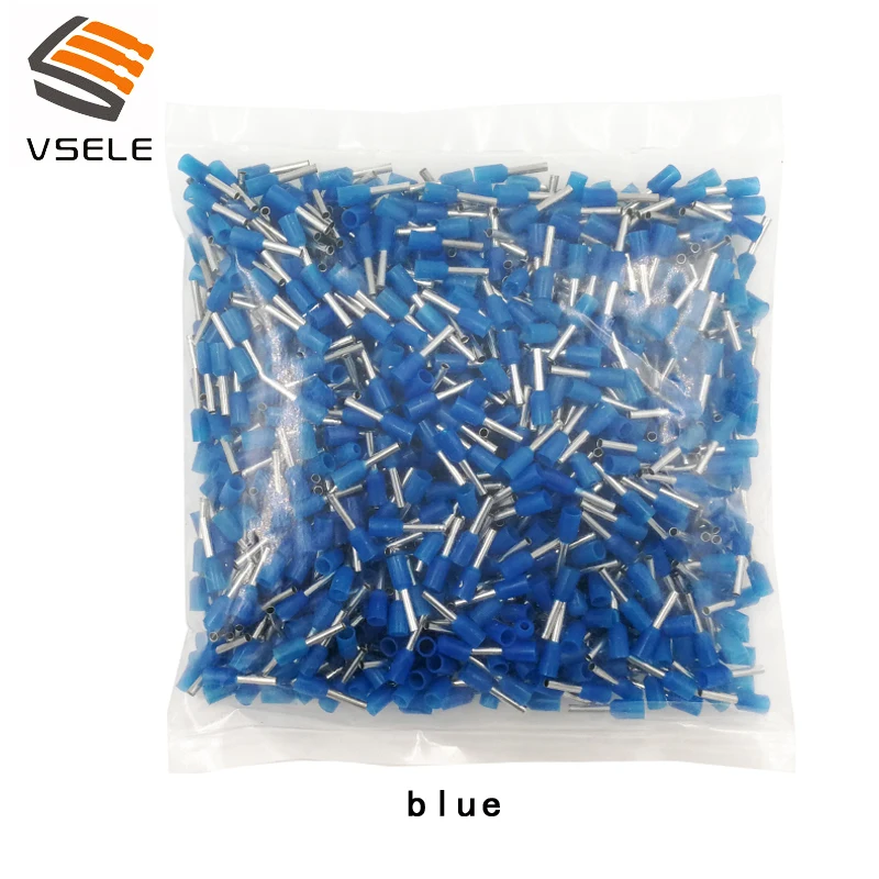 VSELE E1012 1mm2 трубки изолированные клеммы 1000 шт./упак. изолированный кабель провода