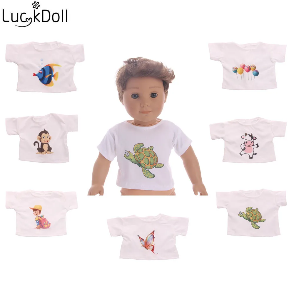 LUCKDOLL хлопковая Футболка Подходит для 18-дюймовой американской куклы Логан