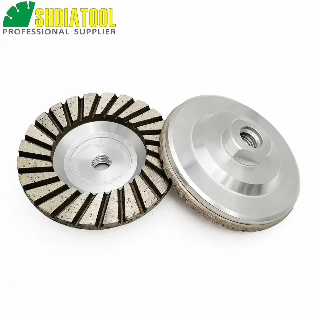 SHDIATOOL 2pcs Dia 4inch/100mm Diamond Turbo Grinding Cup Wheel Grit #30 Aluminium Base Grinding Disc Diamond Grinding Wheel