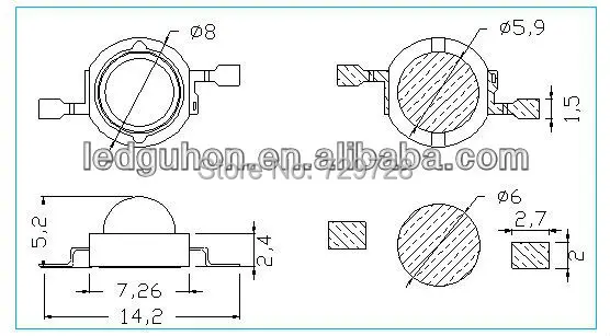 Фотогалерея 1 Вт (размер чипа 40*40 мил)|diode led|diodes bluediode size |