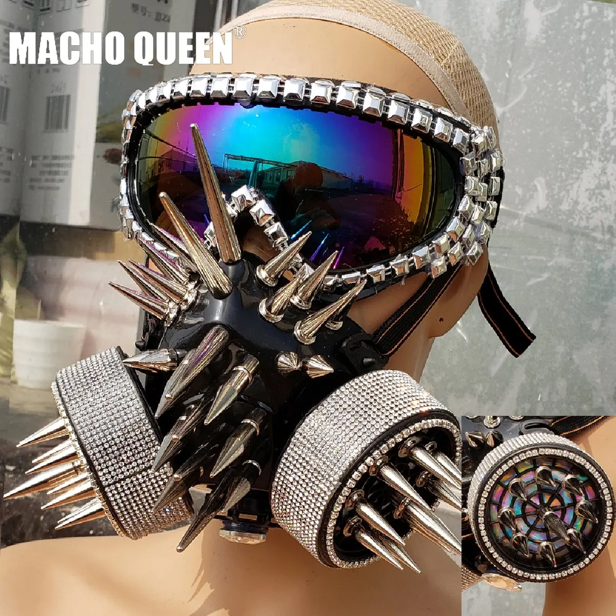 Голографические очки Streampunk мужские аксессуары маска-Спайк костюм для
