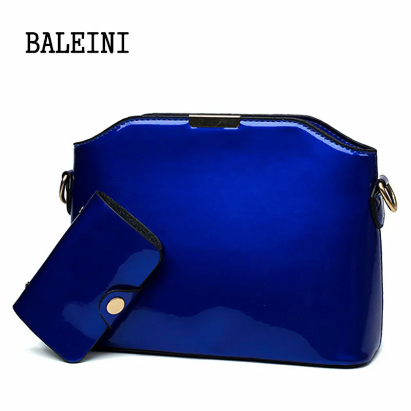 BALEINI, лакированная кожа, сумки через плечо для женщин, маленькая брендовая дизайнерская сумка на плечо, Новая модная женская сумка - Цвет: Синий