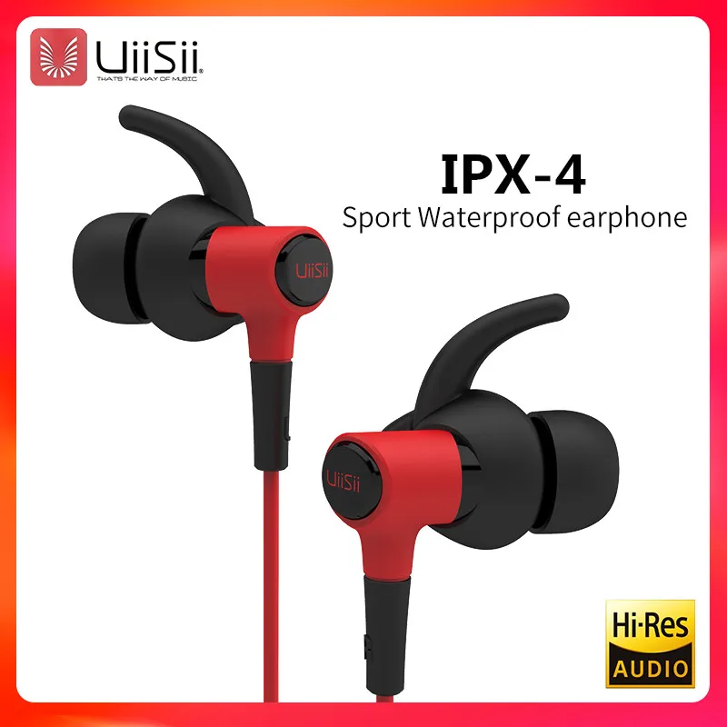 

UiiSii Running Sport headset IPX-4 Waterproof HIFI Earphone In-ear DJ heavy subwoofer Earbud with Microphone & Remote HI-710