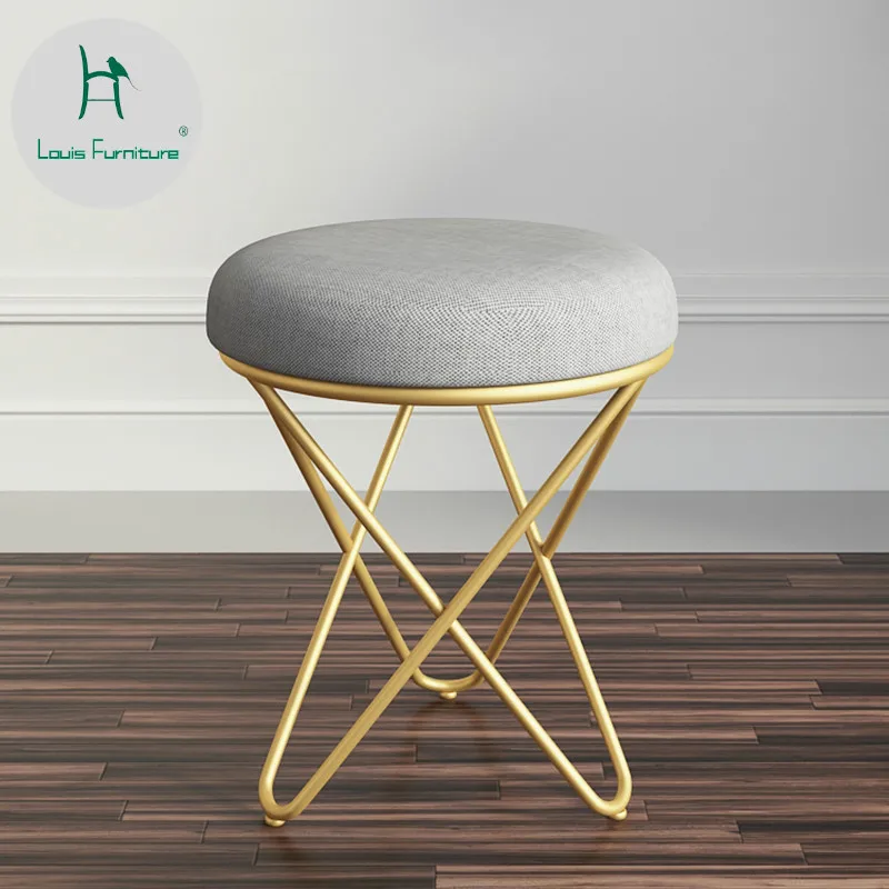 

Louis Fashion Stools & Ottomans Modern Minimalist Creative Bedroom Nordic Makeup Chair European Style Iron Art