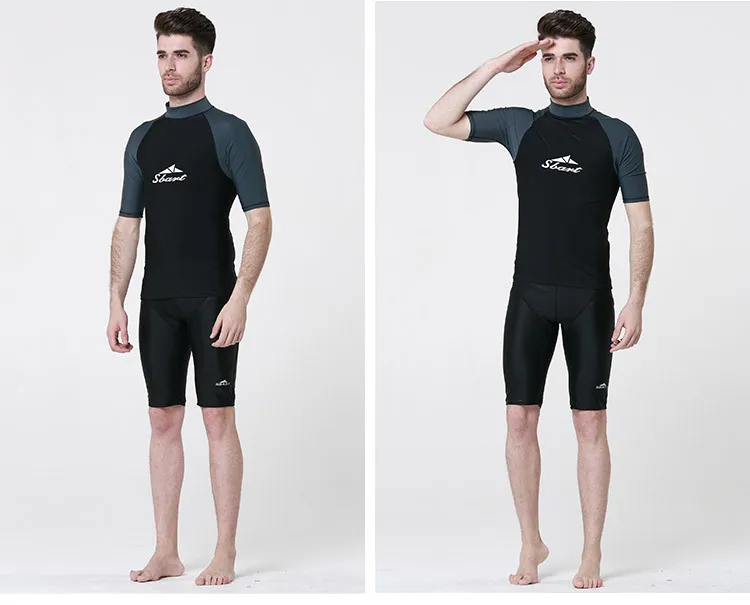 Men's Anti-UV Windsurf Diving Suit Swimwear Surf Shirts Short Sleeve Rash Guard Swimming Snorkeling Wetsuit Male Top Shirt | Спорт и