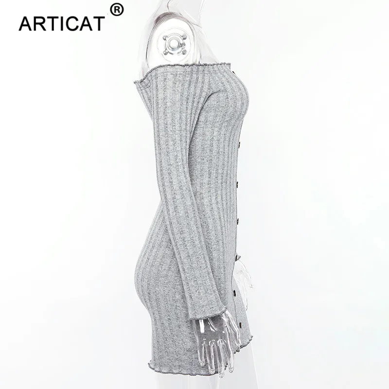 Articat, сексуальное платье с открытыми плечами и длинным рукавом, женское осеннее обтягивающее облегающее Бандажное платье, Vestidos, Повседневные Вечерние платья, летнее пляжное платье