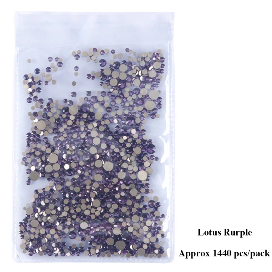Lotus Purple 1440 шт смешанных размеров Стразы для ногтей для маникюра с плоской задней стороной Алмазная форма Кристальные блестящие камни для дизайна ногтей украшения Драгоценные камни TR1015 - Цвет: Lotus Purple