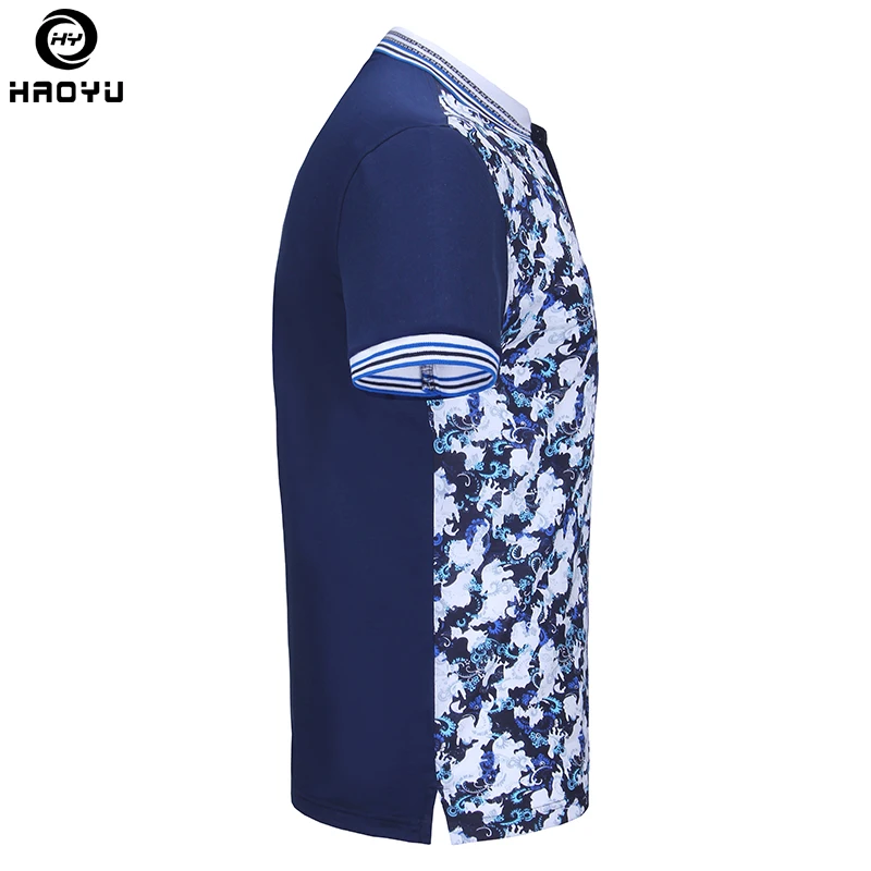 Мужская приталенная рубашка-поло из мерсеризованного хлопка с принтом короткими