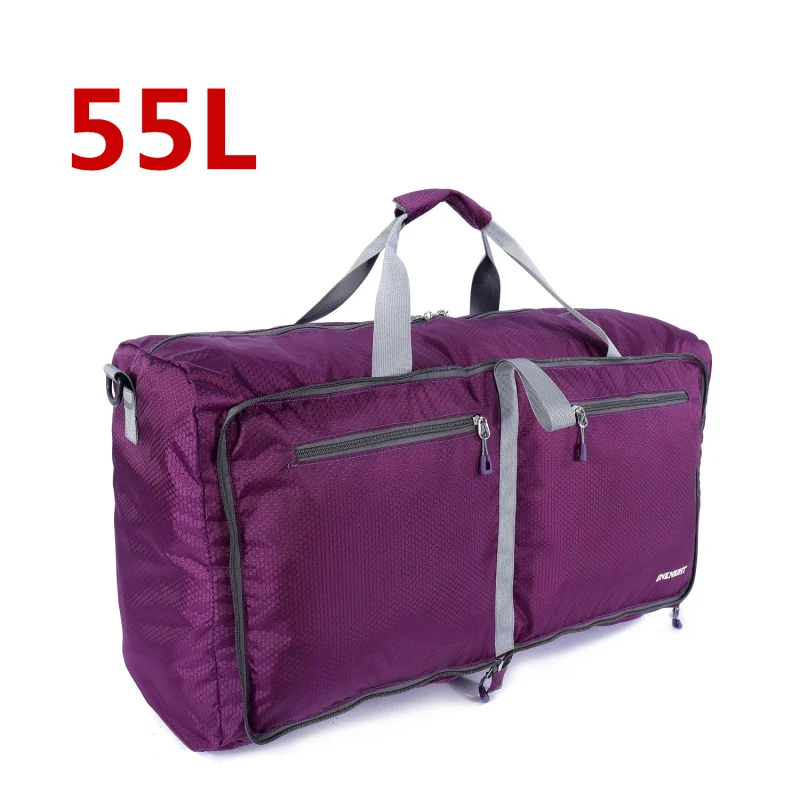 ENKNIGHT 55L 75L объемная дорожная сумка Водонепроницаемый Большой багажный ремень многофункциональный на молнии складной нейлоновый чехол для хранения одежды и обуви - Цвет: 55L-PURPLE