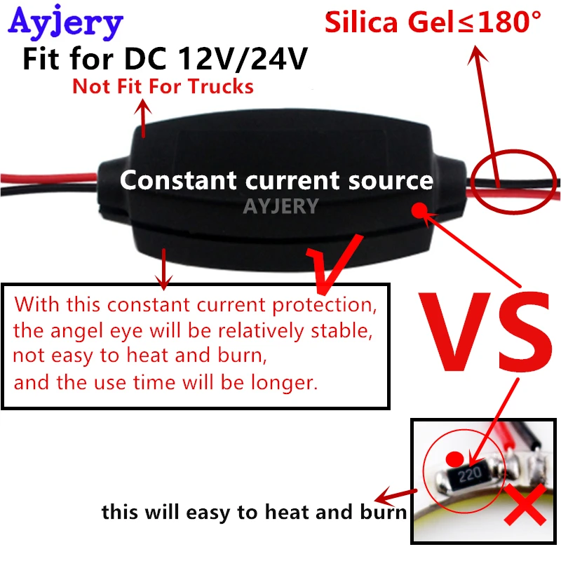 AYJERY 2 шт. кольцо с ангельскими глазками COB 60 мм 70 80 90 100 110 120 12 В/24 В постоянного тока