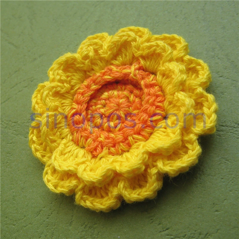 Ручная работа крючком в виде подсолнуха 2 дюйма аппликация из хлопчатобумажной
