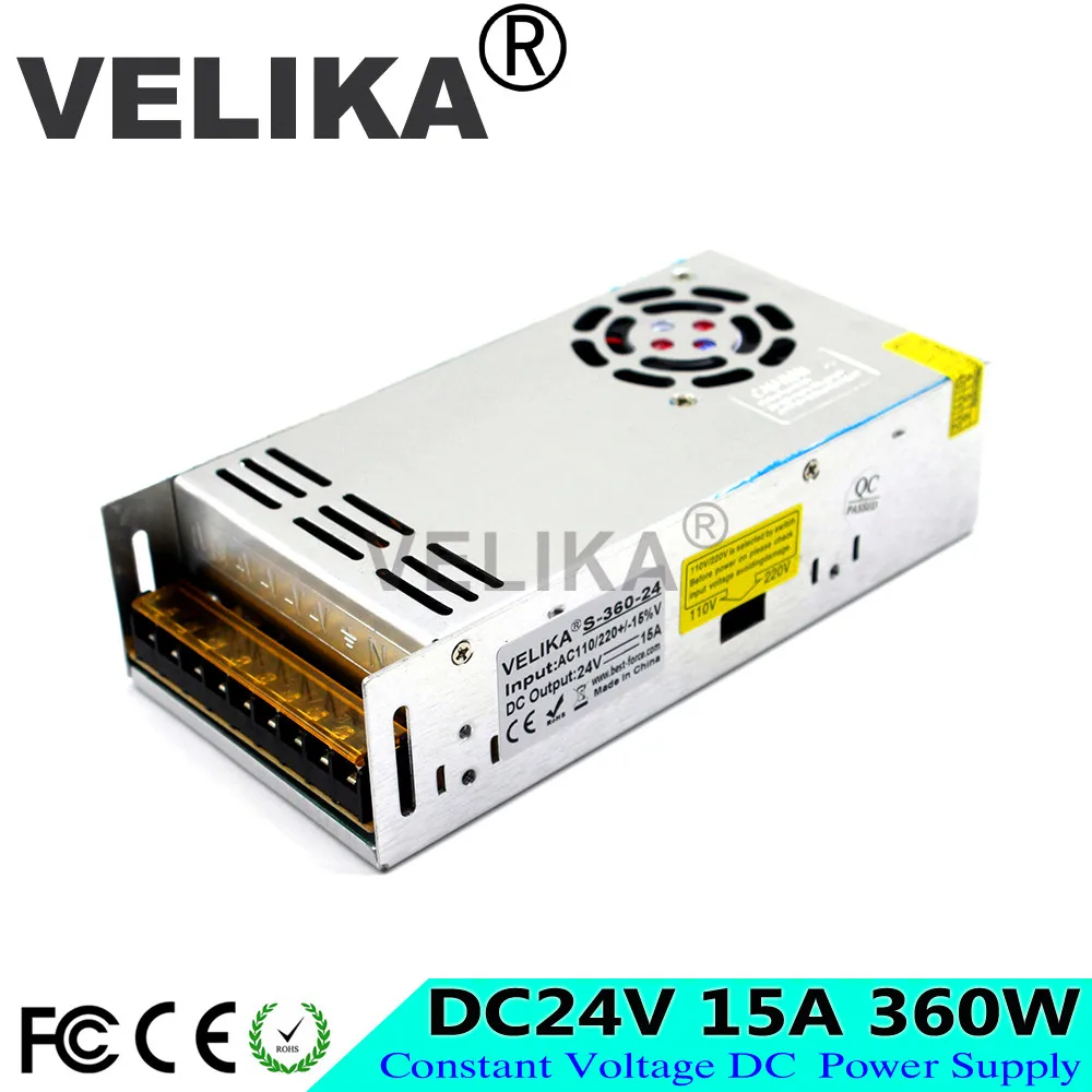 Лучшая цена коммутации Питание DC 24 В 15A 360 Вт драйвер USP 110 В 220 В AC DC 24 В SMPS для СИД свет лампы ЧПУ CCTV двигателя