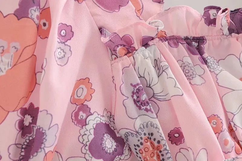 Bazaleas розовое цветочное мини платье центр галстук с открытой спиной Vestidos модная