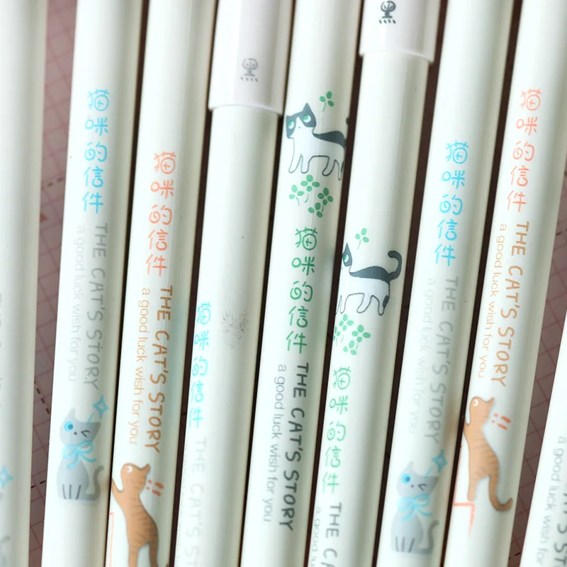 Гелевая ручка с милым котом 3 шт. черные чернильные ручки принтом истории кошки