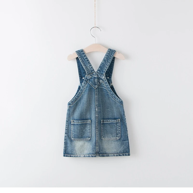 Autumn children's baby denim strap dress girls wear solid color dresses to send rabbit | Детская одежда и обувь